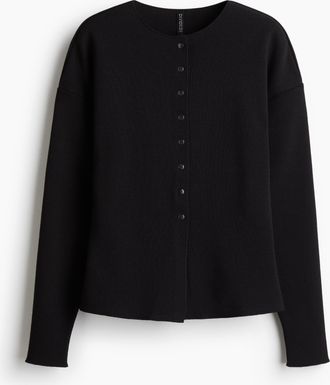 H&M Cardigan in Strukturstrick - Schwarz