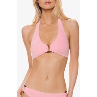 Helen Jon Tortoise Halter in Jacquard Textured Shell Pink at Nordstrom, Size X-Small