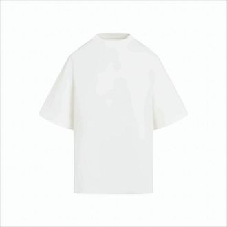 Jil Sander Minimalist White Cotton T-Shirt With Embossed Logo
