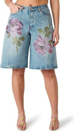 Steve Madden Kesha Floral Embellished Shorts in Seabreeze Blue at Nordstrom, Size 25
