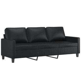 vidaXL Sof&aacute; De 3 Plazas De Cuero Sint&eacute;tico Negro 180 Cm Vidaxl
