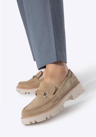 Wittchen Su&egrave;de Loafers voor Dames met Gesp, Beige