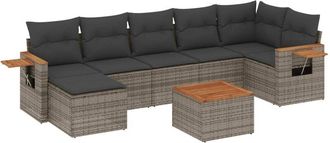 vidaXL Vidaxl - Set De Sof&aacute;s De Jard&iacute;n 8 Pzas Y Cojines Rat&aacute;n Sint&eacute;tico Gris