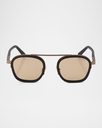 Ermenegildo Zegna Mens Orizzonte Metal Aviator Sunglasses