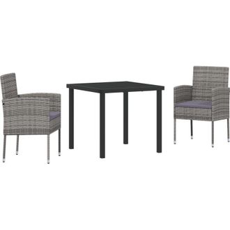 vidaXL Vidaxl - Conjunto De Comedor De Jard&iacute;n Con Coj&iacute;n 3 Pcs Gris Polirat&aacute;n