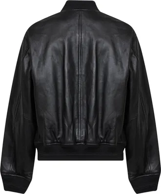 Diesel Womens Black Nappa Leather Bomber Jacket Lambskin