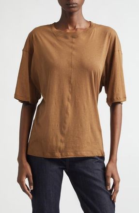 Saint Laurent Oversize Cotton T-Shirt in Caramel at Nordstrom, Size X-Small