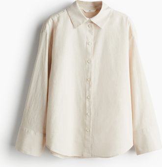 H&M Bluse aus Leinenmix - Hellbeige