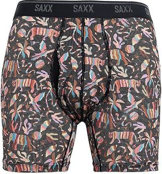 Saxx Underwear Quest Quick-dry Mesh Boxer Brief Fly Mens Underwear Adobe Zoo/Black : 2XL, Elastane/Mesh/Nylon