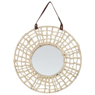 Beliani Espejo De Pared De Cuerda De Papel Natural Beige 60 Cm Moderno R&uacute;stico Palaci
