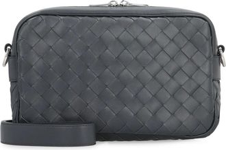 Bottega Veneta Tassen, Heren, Grijs, ONE Size, Leer, Small Intrecciato Camera Bag