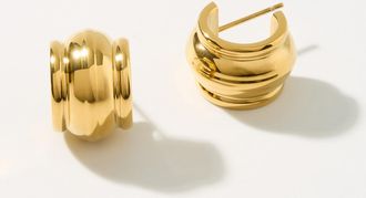 Simons Womens Large domed half-Hoop Earrings