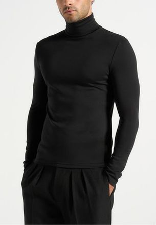 Mani&egrave;re De Voir Long Sleeve Roll Neck Top in Black at Nordstrom, Size X-Small
