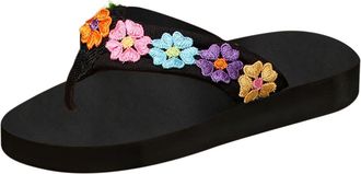 Generic Womens Crochet Sandal Chunky Heel Flip Flops Cute Fashion Butterfly Thong Sandal Summer Beach Vacation Cute Casual Shoes Womens Summer Shoes (Watermel