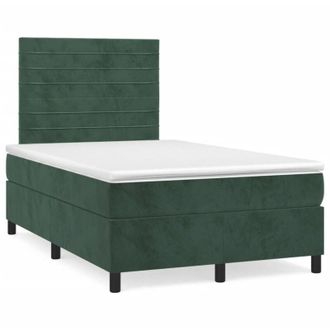 vidaXL Vidaxl - Cama Box Spring Con Colch&oacute;n Terciopelo Verde Oscuro 120x190 Cm