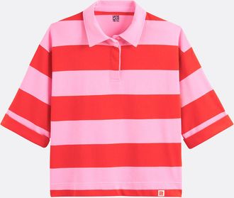 La Redoute Collections T-shirt met polokraag, korte mouwen, strepen