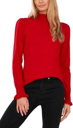 CeCe by Cynthia Steffe Ruffle Mock Neck Sweater in Luminous Red at Nordstrom Rack, Size X-Large