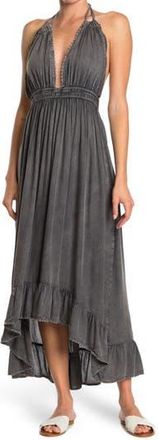 Boho Me Open Back Plunge Neck Ombr&eacute; Halter Dress in Charcoal at Nordstrom Rack, Size X-Small