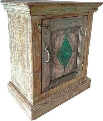 Wanderlust Deco Mesita De Madera Acabado Artesanal Marr&oacute;n 49x29x62