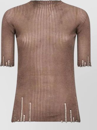 Uma Wang semi sheer knit top short sleeves