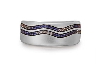 LuvMyJewelry Lifes A Beach Blue Sapphire & Topaz Silver Band Men Ring at Nordstrom, Size 11
