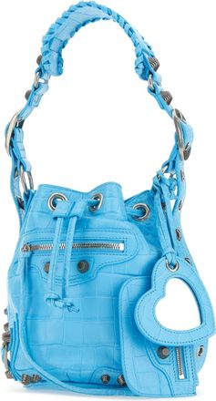 Balenciaga Womens Light-Blue Leather Le Cagole Xs Bucket Bag Skyblue T Cotton R Elastan Borse A Secchiello