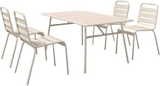 VENTE-UNIQUE.COM Conjunto de mesa y sillas para jard&iacute;n acero beige