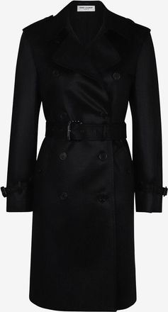 Saint Laurent Doppelreihiger Trenchcoat aus glänzendem Twill