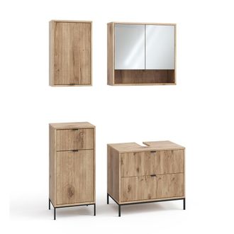 Vicco Conjunto De Muebles De Ba&ntilde;o Eliza, Roble Vikingo, 4 Partes, Vicco