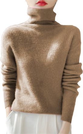 Generic Cashmere Jumpers Ladies Trendy Polo Neck Knitted Jumpers Autumn Winter Slim Fit Turtleneck Sweater Dressy Casual Pullover Sweaters High Neck Thermal K