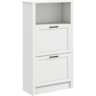 HOMCOM Homcom - Modern Shoe Cabinet with 2 Flip Drawers and Adjustable Shelves, White
