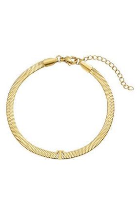 Adornia 18k Gold Plated Initial Herringbone Chain Bracelet in Gold-T at Nordstrom Rack