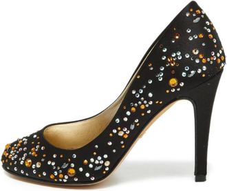 Gina pre-owned 105mm rhinestone-embellished pumps - Black