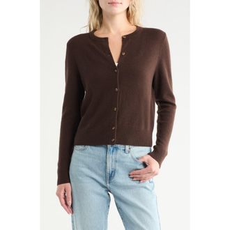 Nordstrom Crewneck Cashmere Cardigan in Brown Coffee at Nordstrom Rack, Size Xx-Large