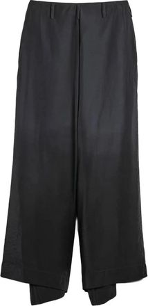Yohji Yamamoto UT Dip Dye Wijde Broek - Dames - Wijde Broeken - Zwart - L - Nylon - Broeken