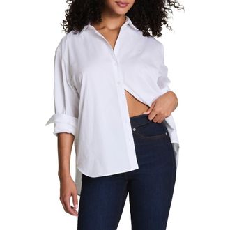 Spanx Relaxed Fit Poplin Button-Up Shirt in Classic White at Nordstrom, Size X-Small