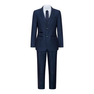 PAUL ANDREW Boys 3 Piece Navy Blue Birdseye Tweed Suit - Size 11Y