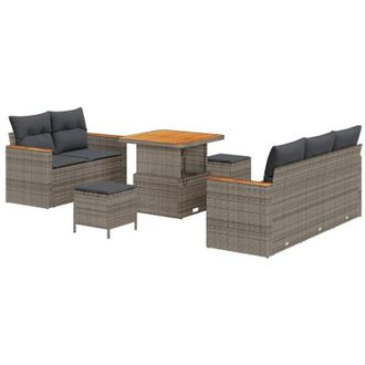 vidaXL Conjunto De Sof&aacute; De Jard&iacute;n Con Coj&iacute;n 8 Pcs Gris Polirat&aacute;n Vidaxl