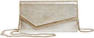 Jimmy Choo London Emmie Glitter Leather Clutch in Champagne at Nordstrom