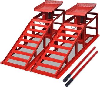 vidaXL Vidaxl - Rampas De Reparaci&oacute;n De Coches 2 Uds Acero Rojo