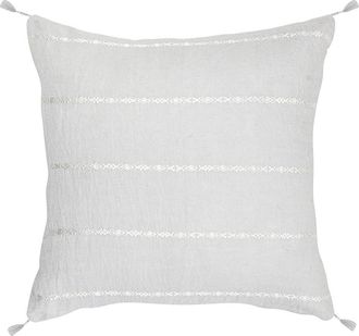Anaya with Love So Soft Linen Pillow with Down Insert in Light Grey/white Embr Stripes at Nordstrom, Size 2Ft 0In X 2Ft 0In