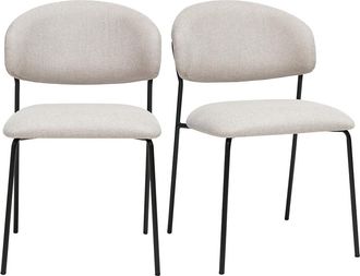 Miliboo Sedie In Tessuto Effetto Velluto Beige Testurizzato E Metallo Nero (set Di 2) Benta
