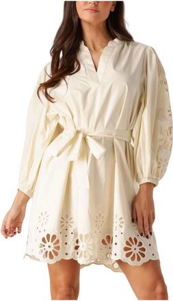 Ibana Kleedjes, Dames, Beige, L, Elegante Zomerjurk Diviana Stijl