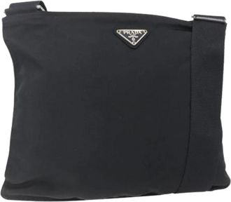 Prada Pre-owned Cross Body Bags, female, Black, Size: ONE SIZE Pre-owned Nylon Cross Body Bag
