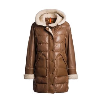 Parajumpers Demi Special Leren Jas - Dames - Jassen - Beige - Maat: 2XL Zijde
