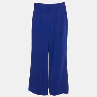 Alice & Olivia Alice + Olivia Blue Crepe Regular Fit Trousers S