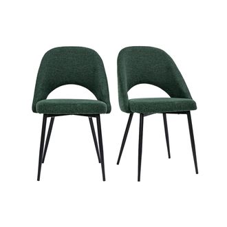 Miliboo Miliboo - Set De 2 Sillas Vintage De Tejido Efecto Aterciopelado Texturizado Verde Y Metal Cosette