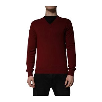 Dolce & Gabbana Cashmere Knitwear, male, Brown, Size: 2XL Cashmere V-neck Pullover Sweater