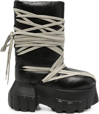 Rick Owens Schoenen, Dames, Zwart, 39 EU, Gevoerde Platform Laarzen