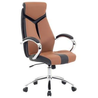 Beliani Silla De Oficina Reclinable De Poli&eacute;ster Marr&oacute;n Negro Plateado Giratorio Formula 1